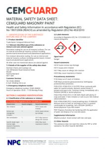 Cemguard Masonry Paint Material Safety Data Sheet